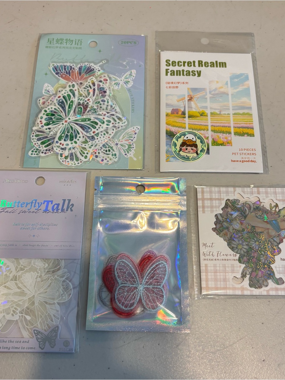 Butterfly’s & flowers and misc stickers -die cuts lot